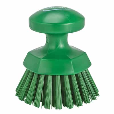 Vikan Round Stiff Scrub Brush, Green, 38852